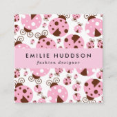 Carte De Visite Carré Motif De Ladybugs, Mignons Ladybugs, Pink Ladybugs (Devant)