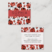 Carte De Visite Carré Motif De Ladybugs, Mignons Ladybugs, Red Ladybugs (Devant / Derrière)