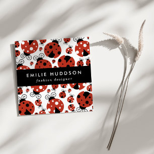 Carte De Visite Carré Motif De Ladybugs, Mignons Ladybugs, Red Ladybugs