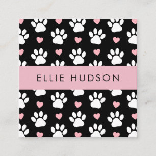 Carte De Visite Carré Motif De Pâtes, Groomer De Chiens, Marcheur De Chi