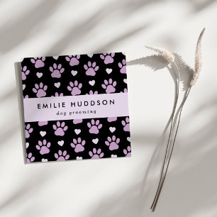 Carte De Visite Carré Motif De Pâtes, Groomer De Chiens, Marcheur De Chi