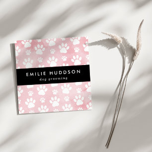 Carte De Visite Carré Motif De Pâtes, Groomer De Chiens, Marcheur De Chi