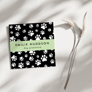 Carte De Visite Carré Motif De Pâtes, Groomer De Chiens, Marcheur De Chi