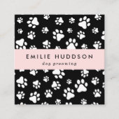 Carte De Visite Carré Motif De Pâtes, Groomer De Chiens, Marcheur De Chi (Devant)