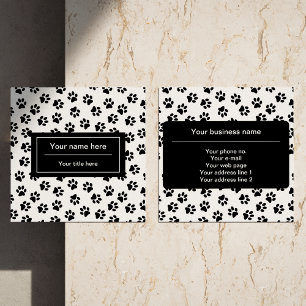 Carte De Visite Carré Motif De Pâtes, Paniers De Chien, Paniers De Chat,