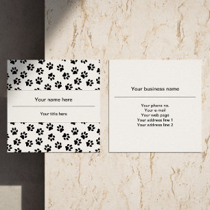 Carte De Visite Carré Motif De Pattes, Pattes De Chien, Pattes De Chat, 