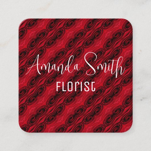 Carte De Visite Carré motif de roses rouges (Devant)