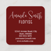 Carte De Visite Carré motif de roses rouges (Dos)