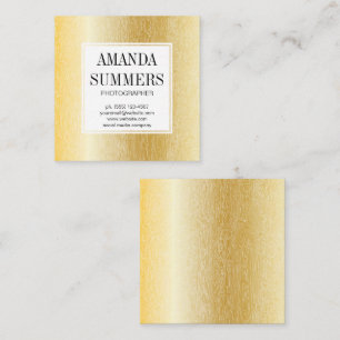 Carte De Visite Carré Motif du grain de bois   Métallique d'or