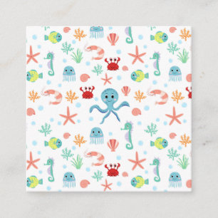 Carte De Visite Carré Motif du monde marin