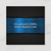 Carte De Visite Carré Motif en Métal Bleu Noir (Dos)