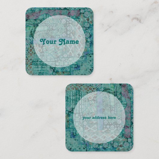 Carte De Visite Carré Motif Ethno Abstrait - Folklore Art 2 (Devant / Derrière)