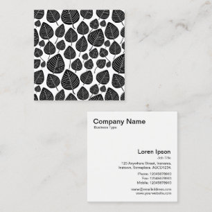Carte De Visite Carré Motif feuille - Noir sur Blanc
