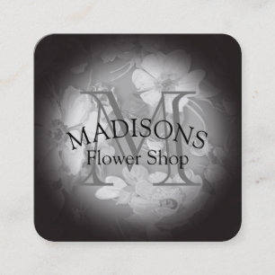 Carte De Visite Carré Motif floral avec monogramme