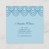 Carte De Visite Carré Motif géométrique bleu contour élégant (Dos)