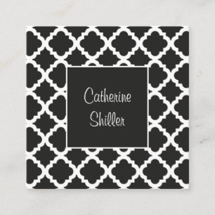 Carte De Visite Carré Motif géométrique noir moderne