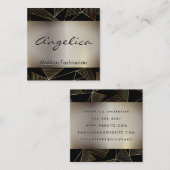 Carte De Visite Carré Motif Gold Poly | Arrière - plan métal or (Devant / Derrière)