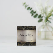 Carte De Visite Carré Motif Gold Poly | Arrière - plan métal or (Debout devant)