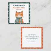 Carte De Visite Carré Motif mât de chats Whimssical Maison et siège de c (Devant / Derrière)