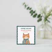Carte De Visite Carré Motif mât de chats Whimssical Maison et siège de c (Debout devant)