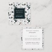 Carte De Visite Carré Motif moderne Natural Blue Terrazzo (Devant / Derrière)