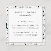 Carte De Visite Carré Motif moderne Natural Blue Terrazzo (Dos)