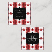 Carte De Visite Carré Motif Monogramme du drapeau du Canada (Devant / Derrière)
