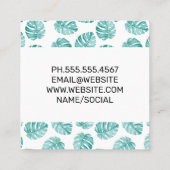 Carte De Visite Carré Motif Monstera Leaf (Dos)