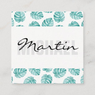 Carte De Visite Carré Motif Monstera Leaf