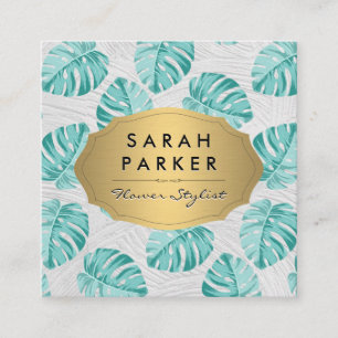 Carte De Visite Carré Motif Monstera Leaf