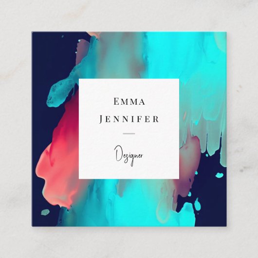 Carte De Visite Carré Motif peint Abstrait moderne et lumineux (Devant)
