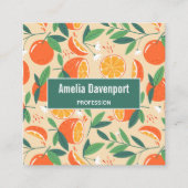 Carte De Visite Carré Motif rétro de fruits d'agrumes orange (Devant)