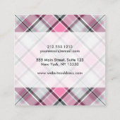 Carte De Visite Carré Motif rose de plaid chic (Dos)