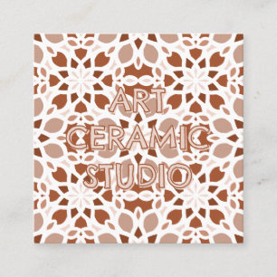 Carte De Visite Carré Motif sans couture Terracotta Beige Embossé