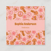 Carte De Visite Carré Motif Super Gras Rose (Devant)