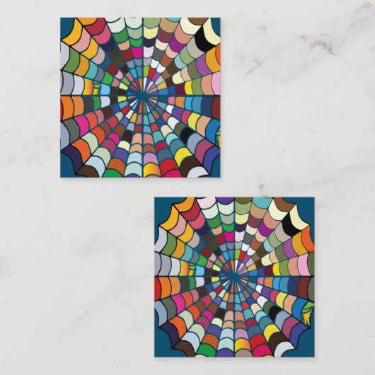 Carte De Visite Carré Motif Web Araignée multicouleur (Devant / Derrière)