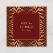 Carte De Visite Carré Motif Zebra Rouge foncé et or (Devant)