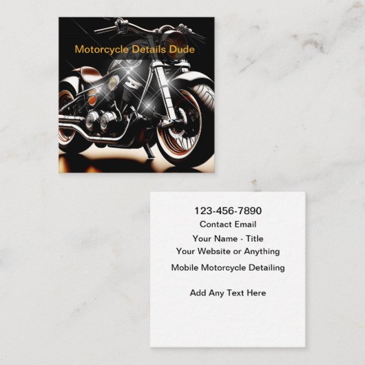 Carte De Visite Carré Motorcycle Mobile Detailing Services (Devant / Derrière)