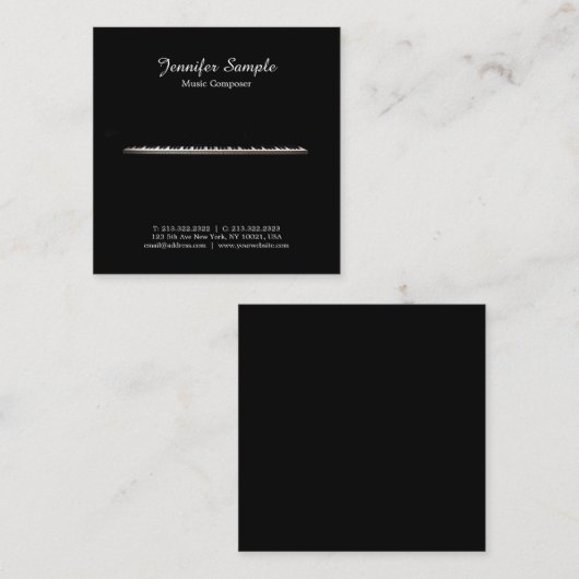 Carte De Visite Carré Music Composer Enseignant Instructeur Élégant Plai (Devant / Derrière)