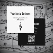 Carte De Visite Carré Music Education Treble Clef QR code enseignant