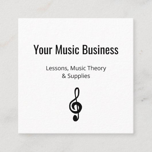 Carte De Visite Carré Music Education Treble Clef QR code enseignant (Devant)