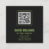 Carte De Visite Carré Music Party DJs Singer Songwriter QR Code (Dos)