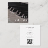 Carte De Visite Carré Musician Piano Keys QR Code Photo moderne (Devant / Derrière)