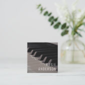 Carte De Visite Carré Musician Piano Keys QR Code Photo moderne (Debout devant)