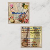 Carte De Visite Carré Musicien avec instructeur (Devant / Derrière)