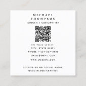 Carte De Visite Carré Musicien de chanteuse moderne Interprète de photo (Dos)