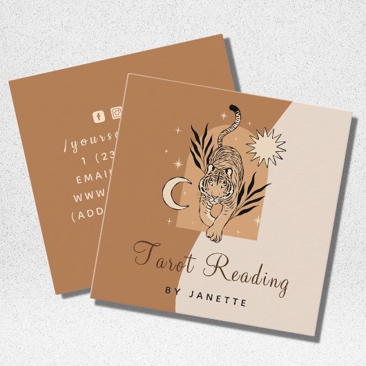 Carte De Visite Carré Mystic Boho Tiger Céleste énergie guérisseur Tarot