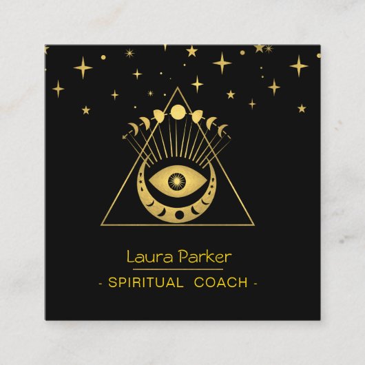 Carte De Visite Carré Mystic Eye Boho Celestial Moon Energy Healer (Devant)