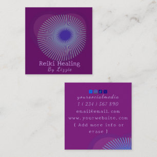 Carte De Visite Carré Mystic Heart Passion Flower Reiki Energy Healer