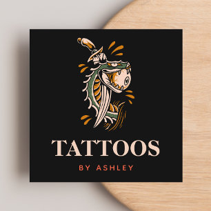 Carte De Visite Carré Mystic Snake Eyeball & Sword Modern Tattoo Artiste